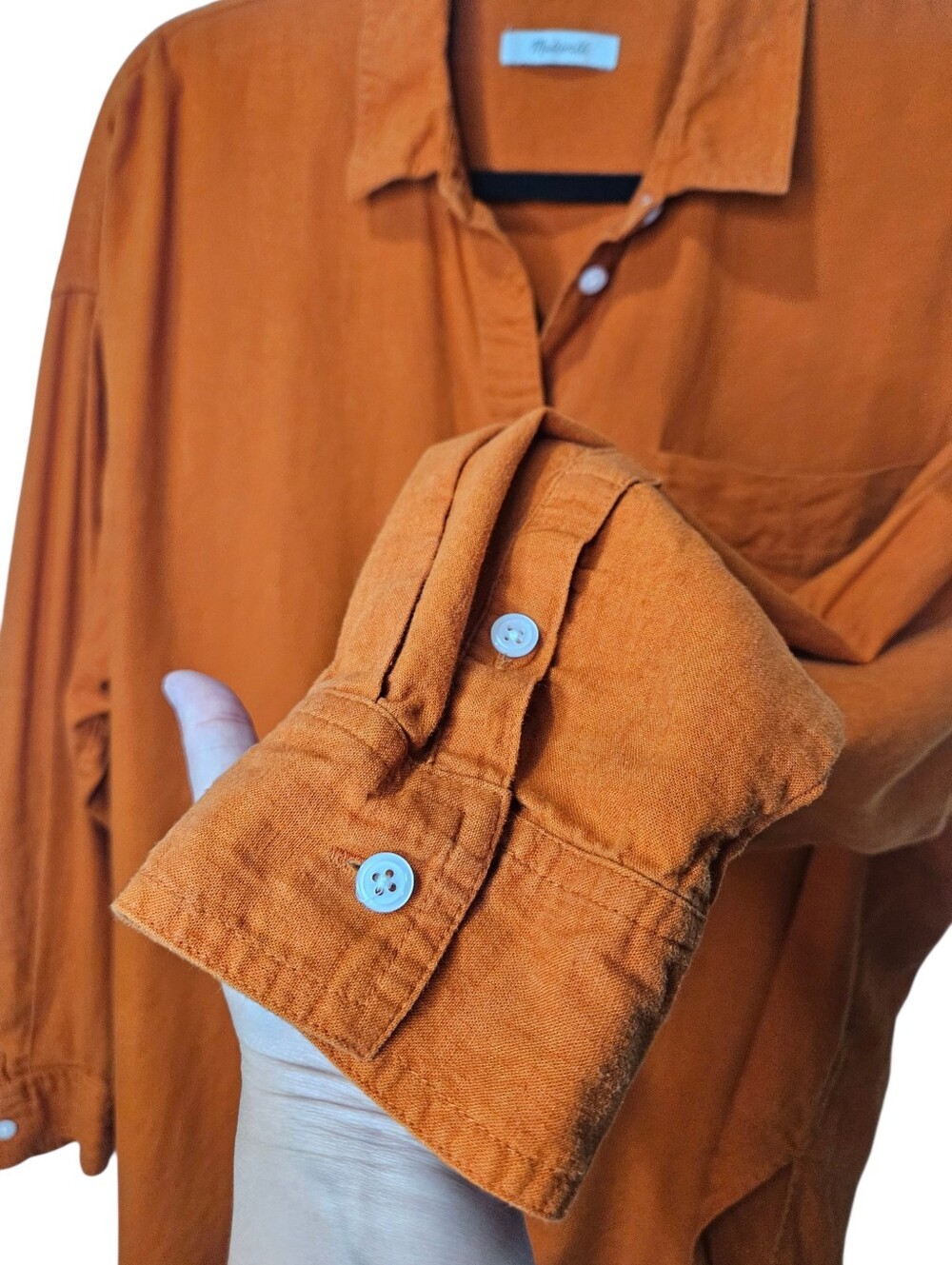 Madewell The Linen-Blend Oversized Shirt in burnt orange XL - Picture 7 of 15